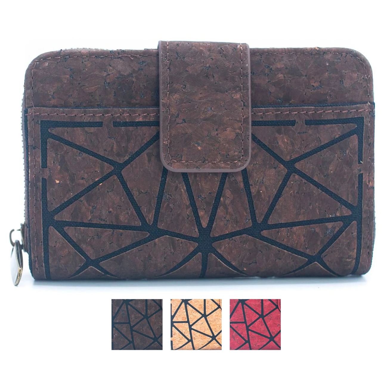 Mini portefeuille artisanal en liège noir Vargan-3