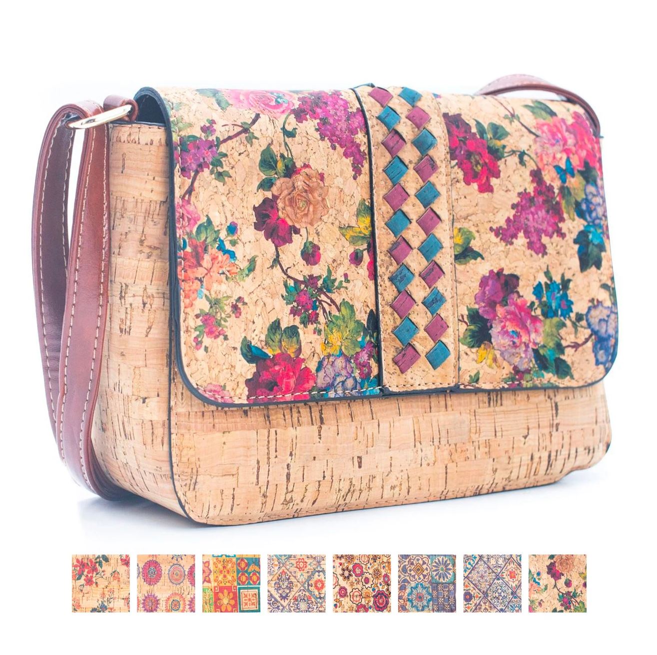 Natural Cork printed pattern women's messenger bag BAGD-346-1